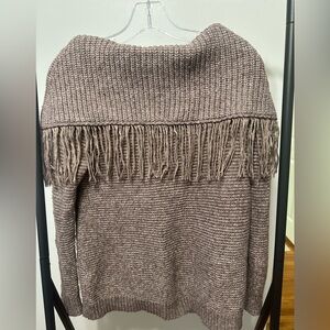 Maurices Off-the-Shoulder Fringe Sweater - Brown